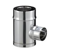 Té de branchement inox pour poêle à granulés - PGI pour poêles à Pellets - Diamètre 80/130 - Finition : Inox ( piquage simple paroi)