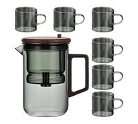 Té de té de vidrio : té de té avec Mango de Madera Separación de agua de vidrio - Elegante Fabricante de té té resistente al calor de té para té té té verde té de vert