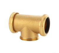 Té de vidange à double cuve en laiton pour deux installations d'évier avec connexion de vidange latérale et aucune configuration de trop-plein (tout cuivre)