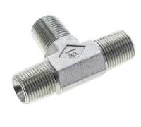 Té en acier zingué 3/8'' NPT mâle 210 Bar - Hydraulique
