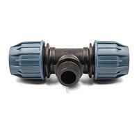 Té en polypropylène avec filetage extérieur pour tuyau PE 20mm x 3/4" - raccord à compression pour eau potable, 16 bar, cert. DVGW/KIWA/WRAS