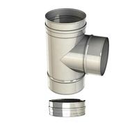 Té équerre Ø 153 mm Simple Paroi Inox 304 avec tampon - pour Fioul/Gaz intérieur - SOVELOR-DANTHERM - AC98