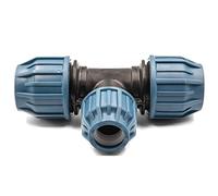 Té réducteur en polypropylène pour tuyau PE 32mm x 25mm x 32mm - raccord à compression pour eau potable, 16 bar, cert. DVGW/KIWA/WRAS
