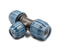 Té réducteur en polypropylène pour tuyau PE 32mm x 25mm x 32mm - raccord à compression pour eau potable, 16 bar, cert. DVGW/KIWA/WRAS