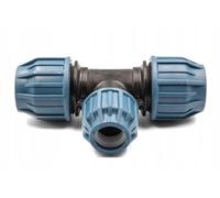 Té réducteur en polypropylène pour tuyau PE 40mm x 32mm x 40mm - raccord à compression pour eau potable, 16 bar, cert. DVGW/KIWA/WRAS