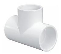 Té réducteur en PVC 3/4" x 3/4" x 1/2" - Raccord de tuyau en PVC annexe 40, raccords à douille (moyeu), blanc