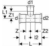 Geberit Geberit Té Mapress acier C d= 54x15x54mm, réduit Quantité:1