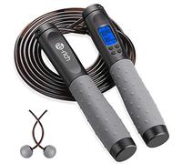 Te-Rich Corde à sauter pour adultes Fitness Digital Speed Jump Rope avec compteur [Corde à sauter pour intérieur] pour femmes, hommes et enfants, corde réglable, équipement d'entraînement pour
