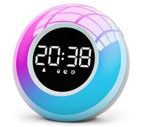 Te-Rich Reveil, Réveil Enfant Lumineux avec Veilleuse 12 Couleurs, 30 Sons Dormir Machine Bruit Blanc, Snooze, Minuterie, Réveil Matin Lampe de Chevet, Cadeau pour Enfant/Ado/Adulte