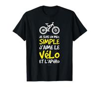 Te Shirt Homme Cyclisme Humour Cadeau Cycliste Vélo Et Apéro T-Shirt
