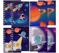 TE-Trend 8 Pièce Space Espace Bloc-Notes Enfants Carnet à Spirale Bloc-Notes Encaustique Cadeau Garçons 38 Feuille 75x104mm din A7 Bariolé