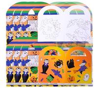TE-Trend Lot de 12 mini blocs de coloriage d'Halloween pour enfants, avec 15 autocollants chacun, parfaits comme petit cadeau ou souvenir.