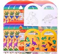 TE-Trend Lot de 12 mini blocs de coloriage dinosaures pour enfants, avec 15 autocollants chacun, idéal comme petit cadeau ou souvenir.