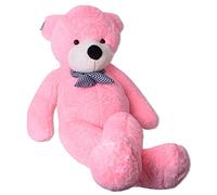 TE-Trend Ours en peluche XXL 150 cm - Ours en peluche géant rose avec nœud - Peluche moelleuse pour enfants et adultes - Doudou lavable et certifié EN71 - Vendeur allemand
