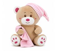 TE-Trend Ours endormi « Schlaf gut » - Doudou à aimer - 25 cm - Rose | Adorable ours en peluche qui reste bien assis - Convient dès la naissance, lavable et avec rembourrage durable