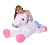 TE-Trend Peluche licorne XXL 120 cm blanche - Doudou avec corne rose pailletée et queue arc-en-ciel, peluche idéale pour offrir avec amour