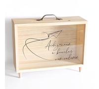 TE Whaka Urne anniversaire - voyage - tour du monde - retraite - Decoration mariage | Aidez-nous à boucler nos valises | Urne transparente - Tirelire - Caisse en bois - Boite en bois