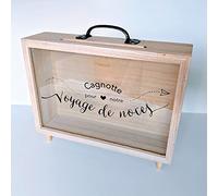 TE Whaka Urne mariage - Urne transparente - Tirelire - Boite en bois - Caisse en bois | Decoration mariage champetre - Cadeau invites enveloppes - Accessoire Voyage de noces (L)