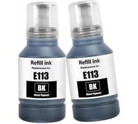 TEA-113 Encre Compatible avec Epson 113 pour Ecotank ET-16150 ET-16600 ET-16650 ET-16680 ET-5150 ET-5160 ET-5170 ET-5800 ET-5850 ET-5880 Pro ET-15000 ET-5800 ET-5850 ET-5880 Imprimante (BK*2)