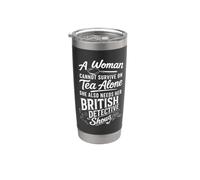 Tea And British Detective Shows Funny Mystery Lover Gobelet isotherme en acier inoxydable double paroi