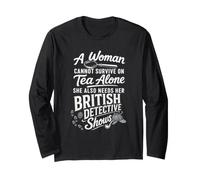 Tea and British Detective Shows Funny Mystery Lover Manche Longue