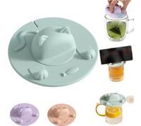 Tea Bag Mug Cover, Cat-Designed Cup Cover with Tea Bag Holder Mug Lid, Cute Silicone Cup Covers for Dishwasher Safe,Coffee Milk