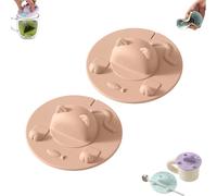 Tea Bag Mug Topper, Cat-Designed Cup Cover with Teabag Holder Mug Lid, 4in Non Slip Silicone Cup Covers, Tea Bag Holder & Teabag Squeezer for Mugs, High-Temperature Resistant (2pcs-Pink)