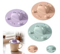 Tea Bag Mug Topper, Cat-Designed Cup Silicone Cup Covers, Cat Silicone Cup Cover Lids, Easy to Use and Mess-Free, Dishwasher Safe for Coffee Milk Tea (ALL)
