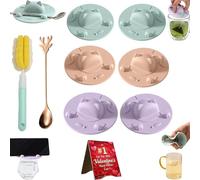 Tea Bag Mug Topper, Cat-Designed Cup Silicone Cup Covers, Silicone Tea Bag Holder & Squeezer, Reusable Silicones Glass Cups Covers for Coffee, Milk Tea & Hot Drinks (6* Mix)