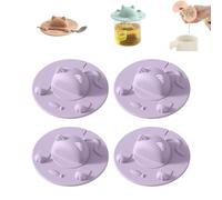 Tea Bag Mug Topper, Cat-Designed Cup Silicone Cup Covers, Tea Bag Holder Mug Lid, for Coffee Milk Teas (Purple,4PC)