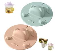 Tea Bag Mug Topper,Cat-Designed Silicone Cup Cover,Tea Bag Holder with Lid With Slot,Silicone Tea Bag Holder & Squeezer,Easy To Use for Coffee Milk (Green+Pink)