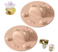 Tea Bag Mug Topper,Cat-Designed Silicone Cup Cover,Tea Bag Holder with Lid With Slot,Silicone Tea Bag Holder & Squeezer,Easy To Use for Coffee Milk (Pink+Pink)