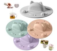Tea Bag Mug Topper,Cat-Designed Silicone Cup Cover,Tea Bag Holder with Lid With Slot,Silicone Tea Bag Holder & Squeezer,Easy To Use for Coffee Milk (4Mix)