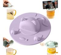 Tea Bag Mug Topper - Cat-Designed Silicone Tea Bag Holder Mug Topper, 4.1 inch Silicone Cup Covers & Holders for Tea Coffee Milk, Mess Free,Dishwasher Safe (Purple,-3PCS)