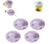 Tea Bag Mug Topper, Cute Cat-Designed Silicone Tea Bag Holder, 4 inch Silicone Teas Bags Holder & Squeezer, for Coffee Milk Teas (4PCS-Light Purple)