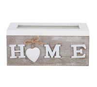 Tea Bag Organizer Box | Wooden Storage with Acrylic Lid | Jewelry/Office/Kitchen Desktop Container | 2 & 3 Compartment Options (2 Compartments)