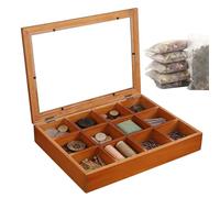Tea Bag Organizer - Tea Creamer Holder, 12-Compartments Countertop Organization | Teaa Bag Storage With Clear Lid Use For Home Kitchen Office Pantry Cafe Coffee Snack Packet Cabinet Drawer