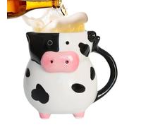Tea Cup - 585ml Cow Cup | Large Capacity Non-Slip Cute Glasses For Family Birthdays Home Office | 1-Pack Sturdy Black And White Ceramic 3D Novelty Tea Mugs, Chocolate Coffee Beverages Travel