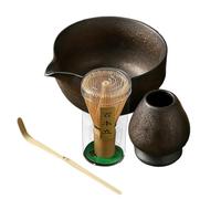 Tea Ensemble d'ustensiles à thé japonais en bambou, accessoires de café traditionnels | Kit de fabrication traditionnelle pour adultes, bol avec bec verseur, fouet en bambou, batteur, aut