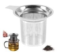 Tea Filter, Fine Mesh, Reusable Anti-Scald Fine Mesh Tea Strainer with Handle, Stainless Steel Ideal for Home, Kitchen, Dorm, Travel, Car, Outdoor, Party, and Work, 11.4x8.8x7.3cm