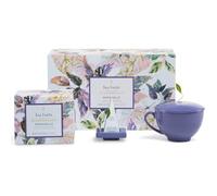 Tea Forte Idées de panier de Pâques - Ensemble cadeau de 3 pièces avec tasse à café et couvercle, plateau à thé et mini boîte de présentation de 10 pièces, 2 de chaque mélange fait à la main en