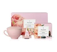 Tea Forte Jardin Gift Set with Pink Cafe Cup, Tea Tray and 10 Handcrafted Pyramid Tea Infuser Bags