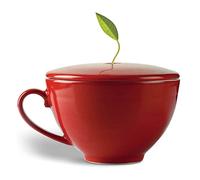 Tea Forte, Tasse à thé avec couvercle en porcelaine, couvercle adapté pour garder le thé chaud lorsque vous tirez (rose) (Red)