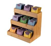 Tea Holder Organizer - Wooden 3 Tier Container, Tea Packet Storage with Large Capacity, Kitchen Pantry Cabinet Organizer, Home Office Storage Solution, Convenient Display for Packets Up to 180