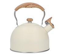 Tea Kettle,Stainless Steel Whistling Kettle Tea Kettle,White 2.5L Wood Grain Handle, Mouth Cover, Induction Cooker, Gas Stove Kettle, Stainless Steel Whistle Kettle Suit for Stove Top Induction Cooker