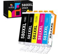 TEA-Lot de 5 PGI-580 CLI-581 XXL Cartouche Encre Cartouche 580 581 Multipack Compatible pour Canon PIXMA TR7550 TS705 TS705a TS6350 TS6350a TS6351 TS6351a TS6250 TS6150 TS6151