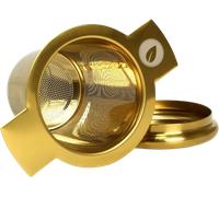 Tea Master - Filtre à Thé avec Couvercle/Base de Support - doré