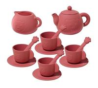 Tea Party Set | Easy to Clean | Silicone Material | Pretend Play Dish Collection | Kitchen Accessory Kit | Early Childhood Toy | for Preschoolers Playdates Birthday