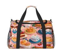 Tea Party Spread Sac de voyage à main imprimé pour effets personnels, sac de sport et de fitness, voyage longue distance, Noir , Taille unique