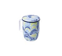 TEA SHOP - Tasse à Thé avec Filtre et Couvercle - Mug Harmony Tahiti - Fabriquée en Porcelaine avec un design exclusif et original